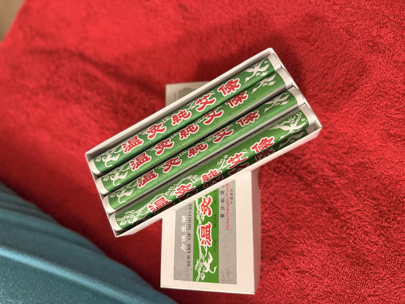 Moxa sticks used for warming acupuncture points